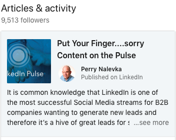 Put your content on LinkedIn Pulse