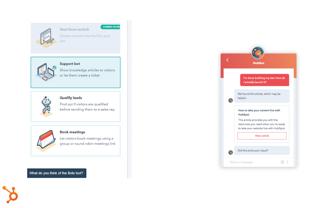 HubSpot Support Bot Feature