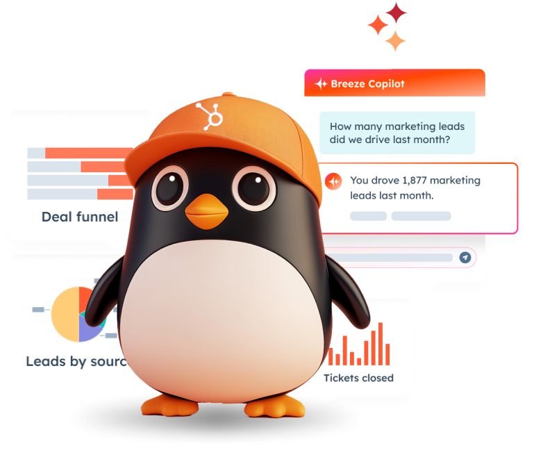 Penguin Strategies mascot with a RevOps dashboard