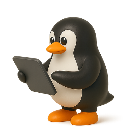 Penguin Strategies mascot reading a tablet